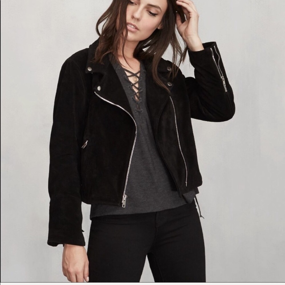 Aqua black leather jacket 🌺❤️🎁💖